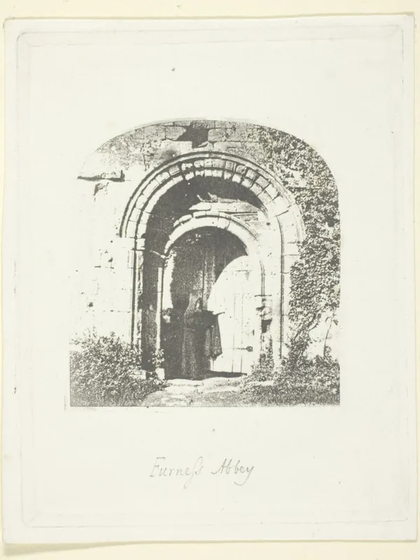 Historical place associated with Jocelyn of Furness: Furness Abbey, where he was a monk (Fox Talbot photoglyphic engraving, c. 1853–58); not a portrait