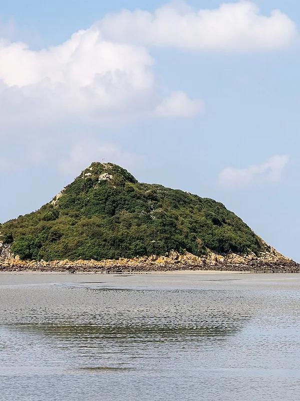 Historical place associated with Robert of Tombelaine: the islet of Tombelaine, where he lived as a hermit; not a portrait